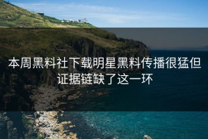 本周黑料社下载明星黑料传播很猛但证据链缺了这一环
