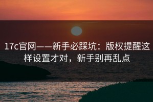 17c官网——新手必踩坑：版权提醒这样设置才对，新手别再乱点