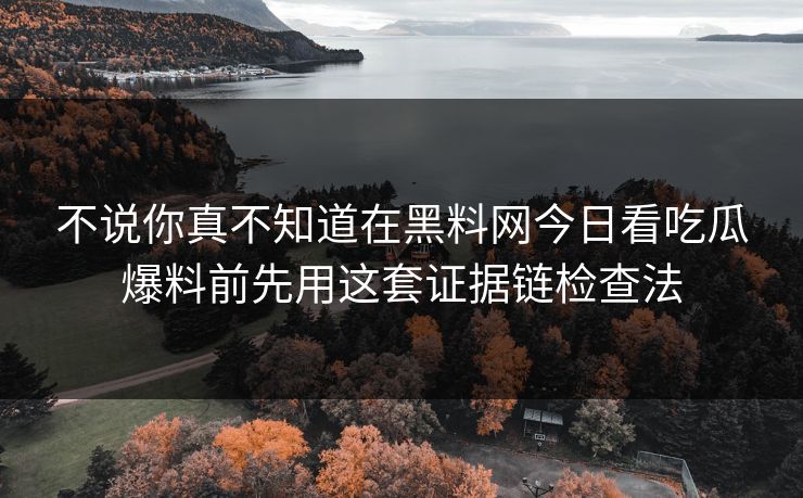 不说你真不知道在黑料网今日看吃瓜爆料前先用这套证据链检查法