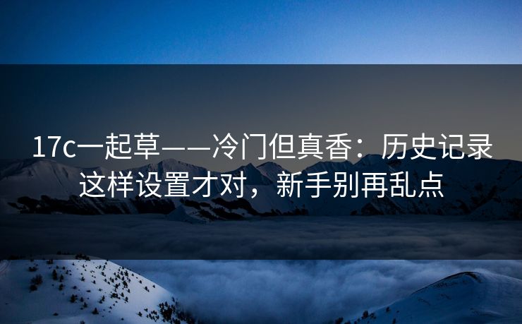 17c一起草——冷门但真香：历史记录这样设置才对，新手别再乱点