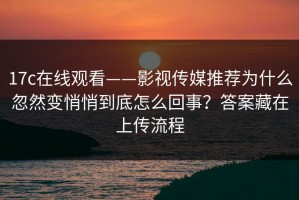 17c在线观看——影视传媒推荐为什么忽然变悄悄到底怎么回事？答案藏在上传流程