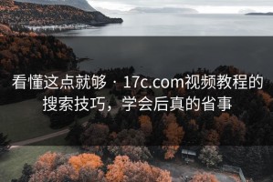 看懂这点就够 · 17c.com视频教程的搜索技巧，学会后真的省事