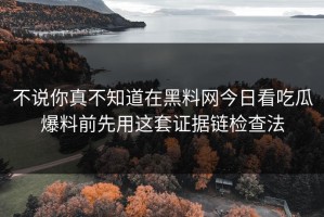 不说你真不知道在黑料网今日看吃瓜爆料前先用这套证据链检查法