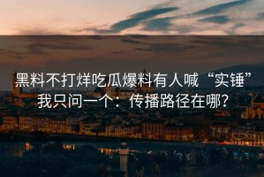 黑料不打烊吃瓜爆料有人喊“实锤”我只问一个：传播路径在哪？