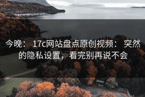 今晚： 17c网站盘点原创视频： 突然的隐私设置，看完别再说不会