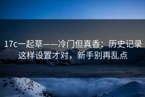 17c一起草——冷门但真香：历史记录这样设置才对，新手别再乱点