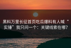 黑料万里长征首页吃瓜爆料有人喊“实锤”我只问一个：关键线索在哪？