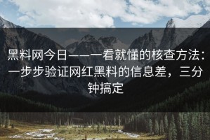 黑料网今日——一看就懂的核查方法：一步步验证网红黑料的信息差，三分钟搞定