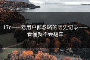 17c——老用户都忽略的历史记录——看懂就不会翻车