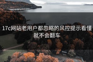 17c网站老用户都忽略的风控提示看懂就不会翻车