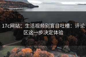 17c网站：生活视频别盲目吐槽：评论区这一步决定体验