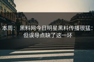 本周： 黑料网今日明星黑料传播很猛： 但误导点缺了这一环