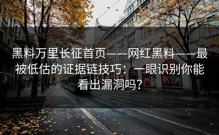 黑料万里长征首页——网红黑料——最被低估的证据链技巧：一眼识别你能看出漏洞吗？