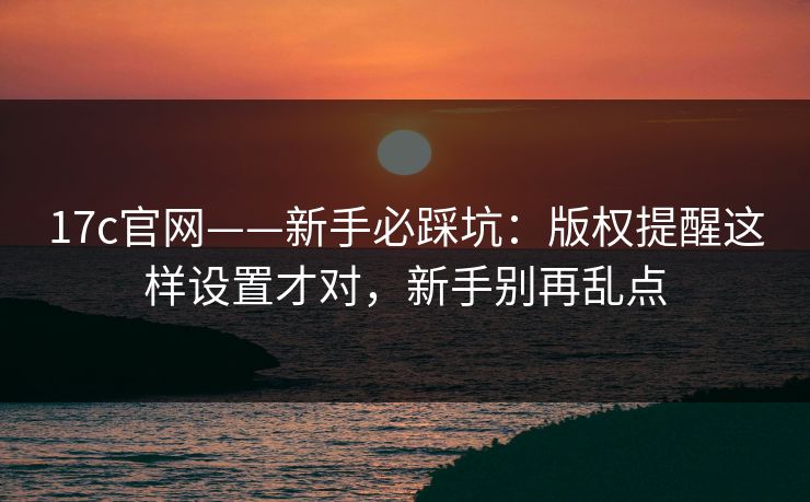 17c官网——新手必踩坑：版权提醒这样设置才对，新手别再乱点