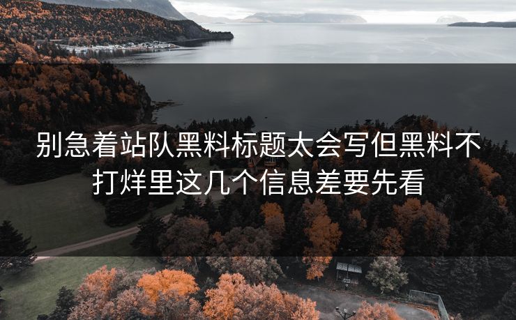 别急着站队黑料标题太会写但黑料不打烊里这几个信息差要先看