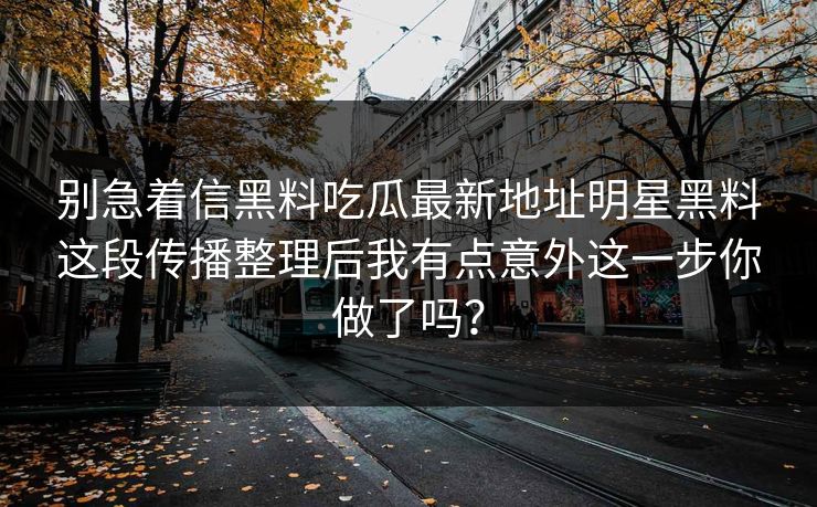 别急着信黑料吃瓜最新地址明星黑料这段传播整理后我有点意外这一步你做了吗？